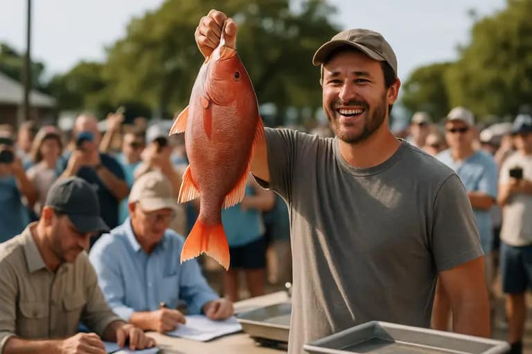 Tournament fish being prepared for weighing at a coastal station