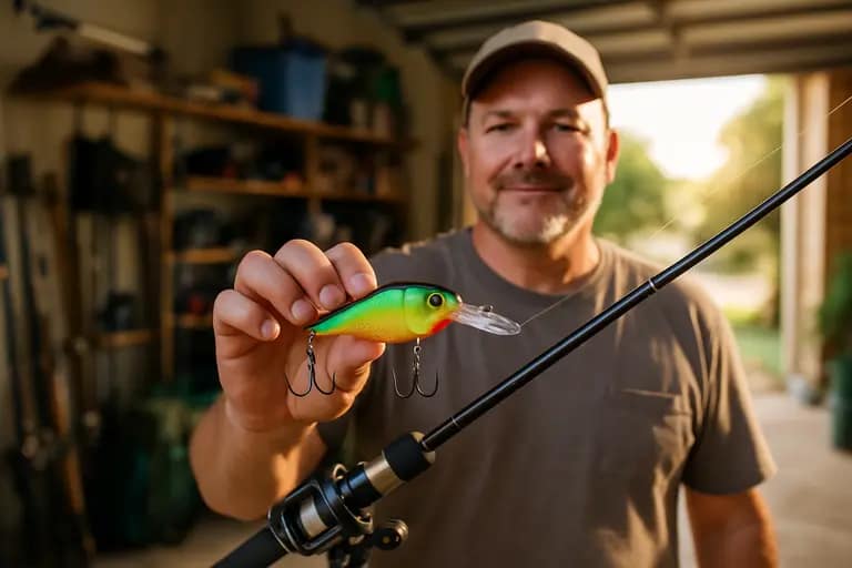 Jigs, worms, swimbaits, and topwater lures laid out on a boat deck